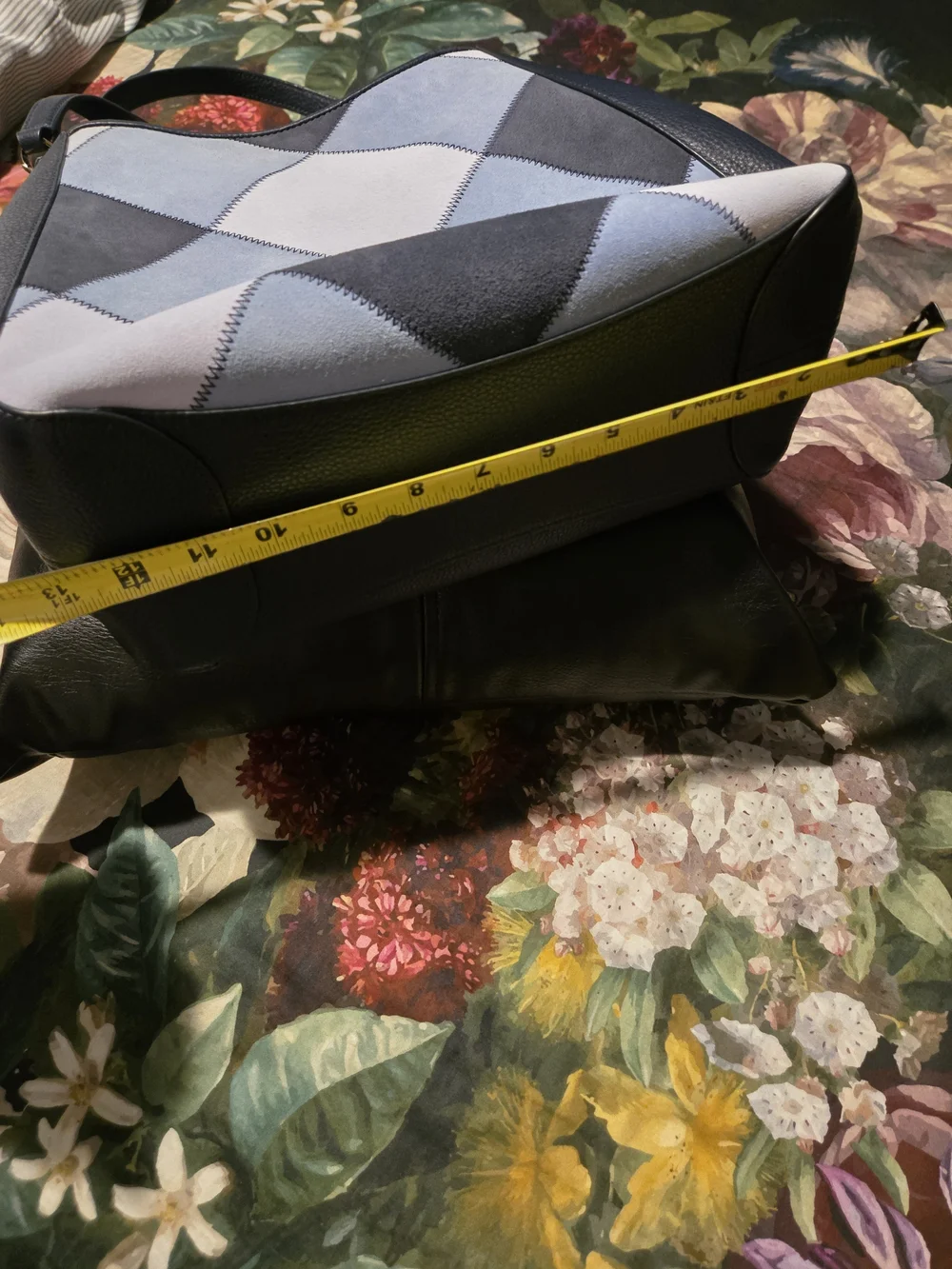 kate spade Diamond Patchwork Satchel in Black and Light Blue